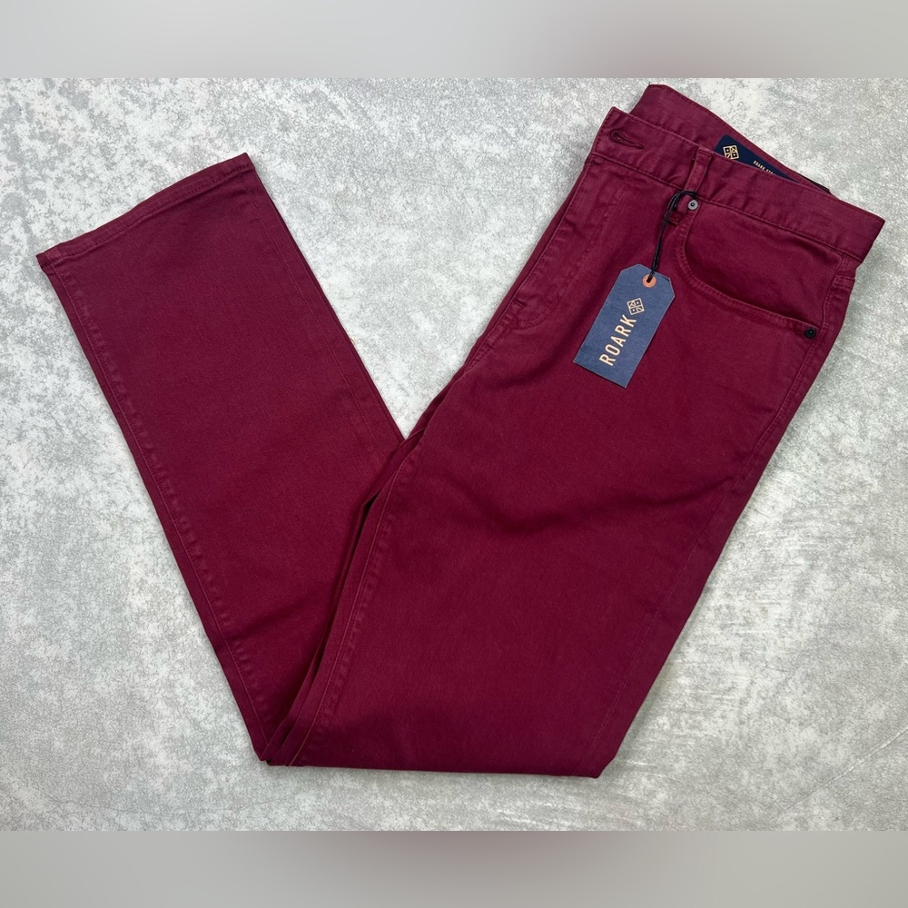 ROARK HWY 128 5 POCKET MAROON DENIM JEANS